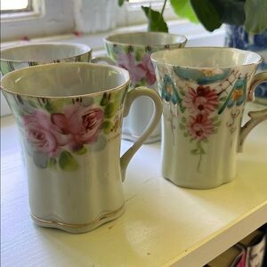 Vintage Nippon Floral Ceramic Demitasse Cups